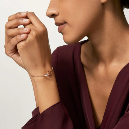[CharmAmor]LOVE DOUBLE RING HALF DIAMOND BRACELET