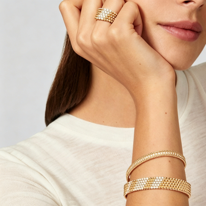 [CharmAmor]Five-row diamond bracelet