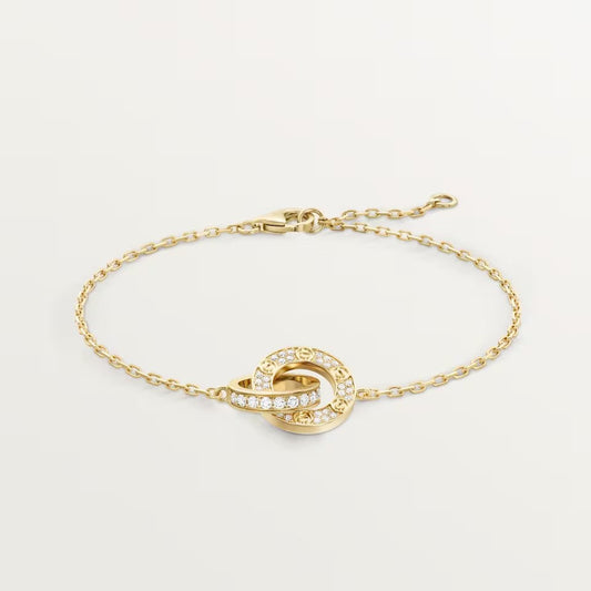 [CharmAmor]LOVE DOUBLE RING FULL DIAMOND BRACELET