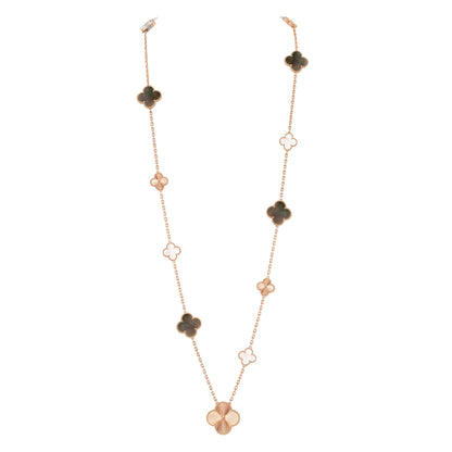 [CharmAmor]DETACHABLE CLOVER 15(11+4) FLOWER ROSE GOLD NECKLACE SET