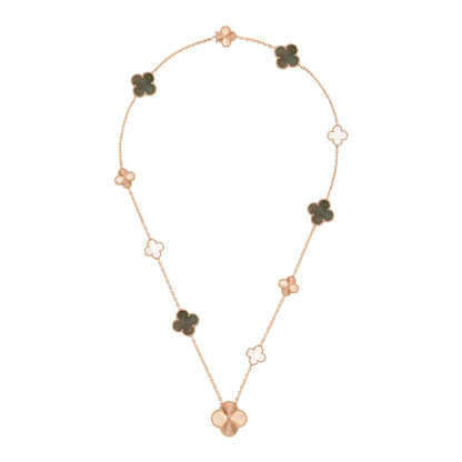 [CharmAmor]DETACHABLE CLOVER 15(11+4) FLOWER ROSE GOLD NECKLACE SET