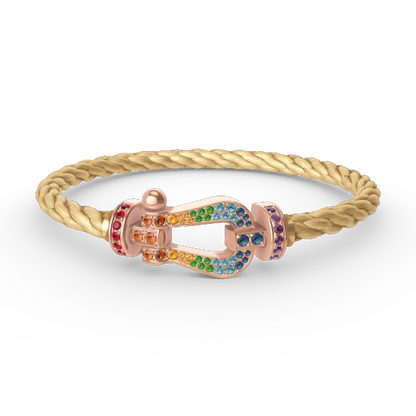 [CharmAmor]FORCE LARGE HORSESHOE  COLORED DIAMOND BRACELET ROSE GOLD