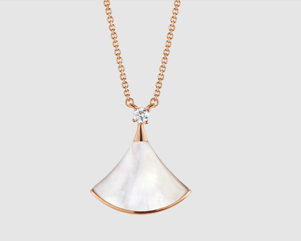 [CharmAmor]DREAM NECKLACE WHITE MOP PINK GOLD 1 DIAMOND
