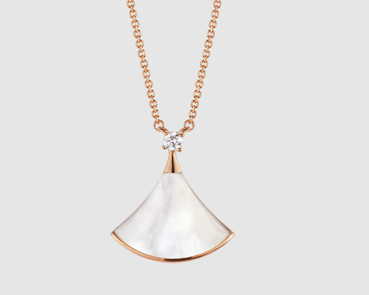 [CharmAmor]DREAM NECKLACE WHITE MOP PINK GOLD 1 DIAMOND
