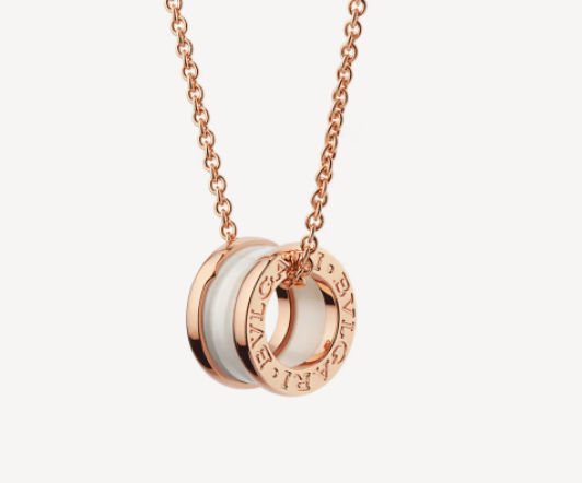 [CharmAmor]ZERO 1 WHITE CERAMIC PINK GOLD NECKLACE