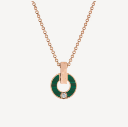 [CharmAmor]GARI NECKLACE PINK GOLD MALACHITE