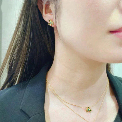 [CharmAmor]FRIVOLE  FLOWER MALACHITE EARRINGS