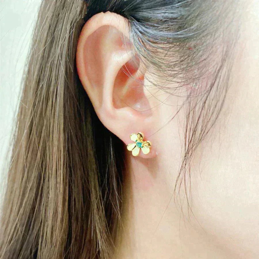 [CharmAmor]FRIVOLE  FLOWER MALACHITE EARRINGS