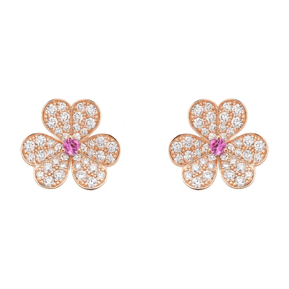 [CharmAmor]FRIVOLE PINK GOLD FLOWER DIAMOND EARRINGS