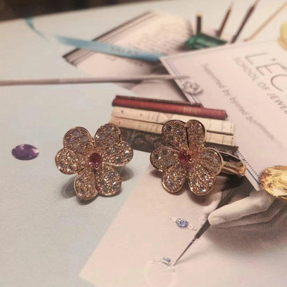 [CharmAmor]FRIVOLE PINK GOLD FLOWER DIAMOND EARRINGS