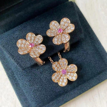 [CharmAmor]FRIVOLE PINK GOLD FLOWER DIAMOND EARRINGS