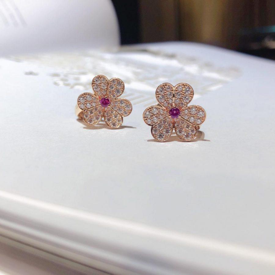 [CharmAmor]FRIVOLE PINK GOLD FLOWER DIAMOND EARRINGS