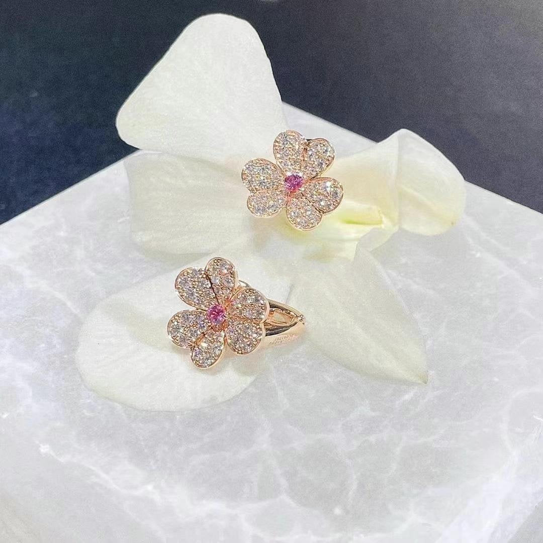 [CharmAmor]FRIVOLE PINK GOLD FLOWER DIAMOND EARRINGS