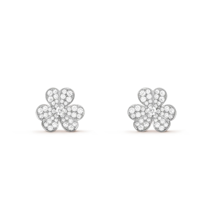 [CharmAmor]FRIVOLE SILVER FLOWER DIAMOND EARRINGS