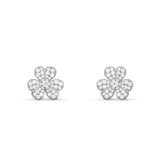 [CharmAmor]FRIVOLE SILVER FLOWER DIAMOND EARRINGS