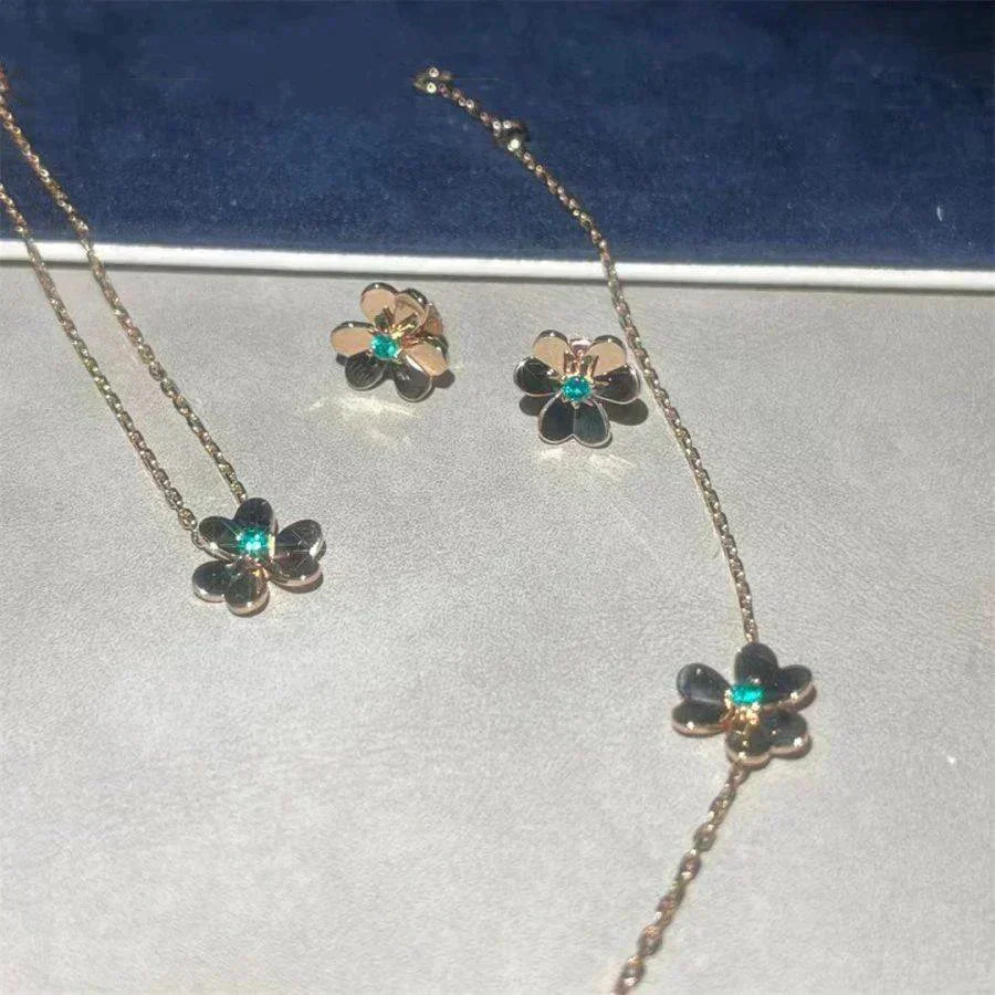 [CharmAmor]FRIVOLE  FLOWER MALACHITE EARRINGS
