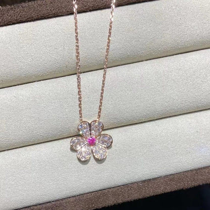 [CharmAmor]FRIVOLE ROSE GOLD FLOWER DIAMOND NECKLACE