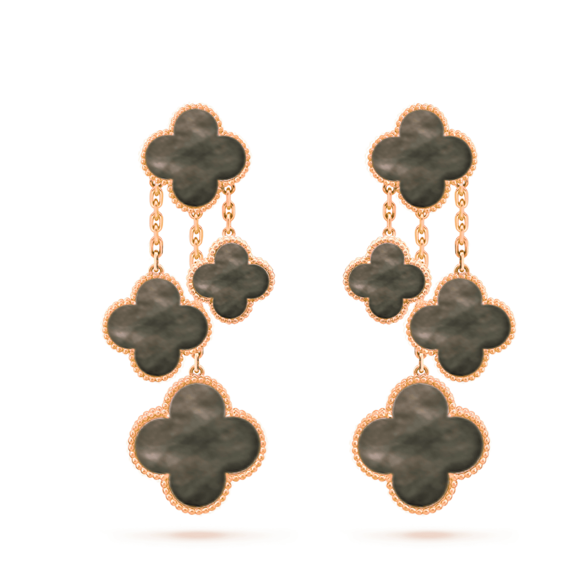 [CharmAmor]CLOVER EARRINGS DARK MOP 4 MOTIFS ROSE GOLD