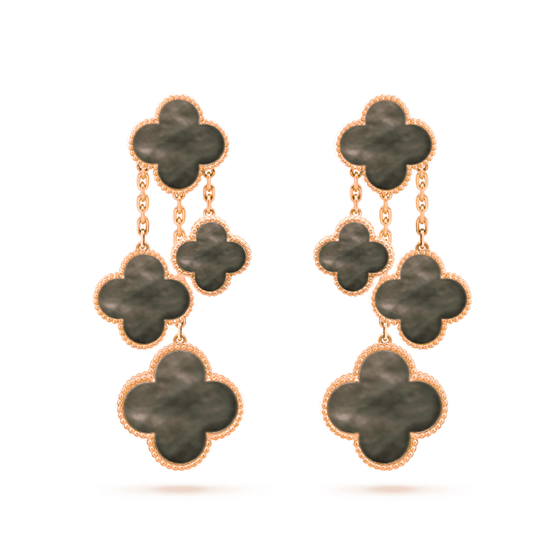 [CharmAmor]CLOVER EARRINGS DARK MOP 4 MOTIFS ROSE GOLD