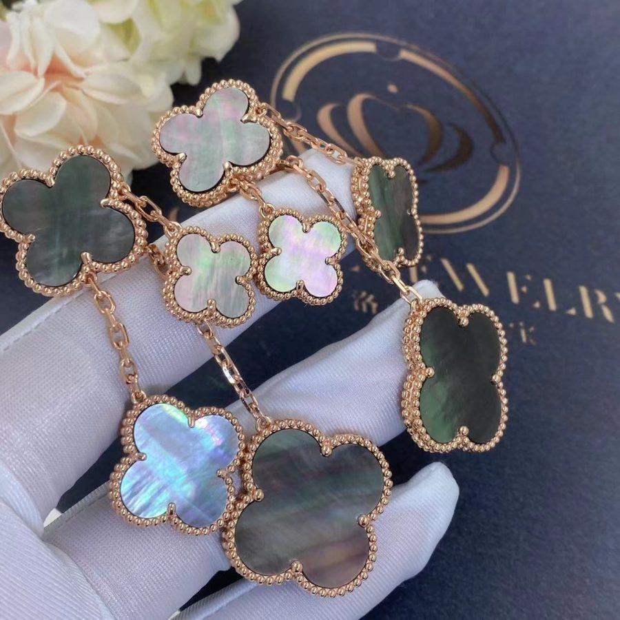 [CharmAmor]CLOVER EARRINGS DARK MOP 4 MOTIFS ROSE GOLD