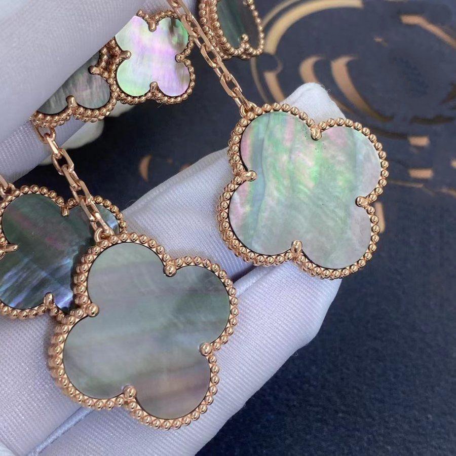 [CharmAmor]CLOVER EARRINGS DARK MOP 4 MOTIFS ROSE GOLD