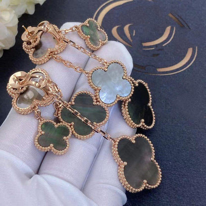 [CharmAmor]CLOVER EARRINGS DARK MOP 4 MOTIFS ROSE GOLD