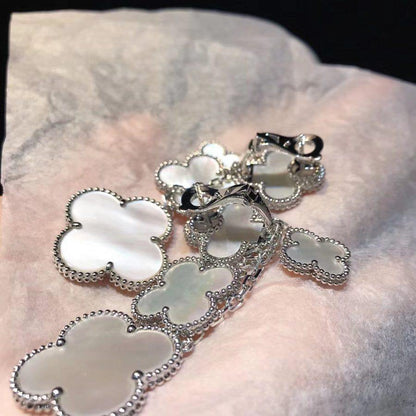 [CharmAmor]CLOVER EARRINGS WHITE MOP 4 MOTIFS SILVER
