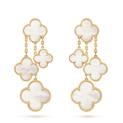 [CharmAmor]CLOVER EARRINGS WHITE MOP 4 MOTIFS GOLD