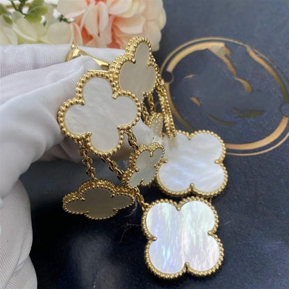 [CharmAmor]CLOVER EARRINGS WHITE MOP 4 MOTIFS GOLD