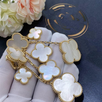 [CharmAmor]CLOVER EARRINGS WHITE MOP 4 MOTIFS GOLD