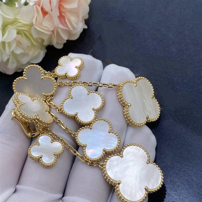 [CharmAmor]CLOVER EARRINGS WHITE MOP 4 MOTIFS GOLD