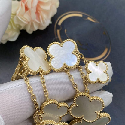 [CharmAmor]CLOVER EARRINGS WHITE MOP 4 MOTIFS GOLD
