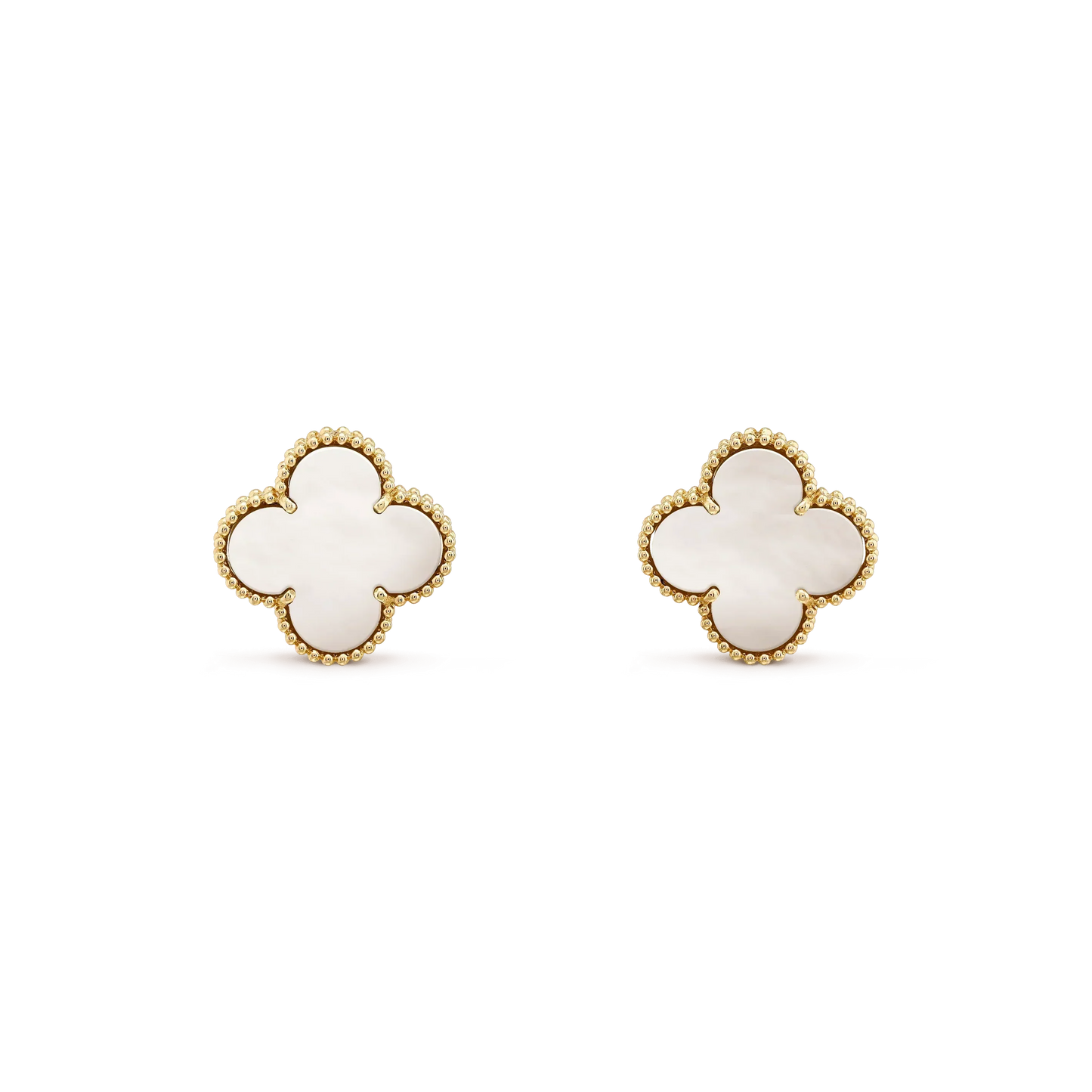 [CharmAmor]CLOVER MEDIUM 1 MOTIFS  WHITE MOP STUD EARRINGS