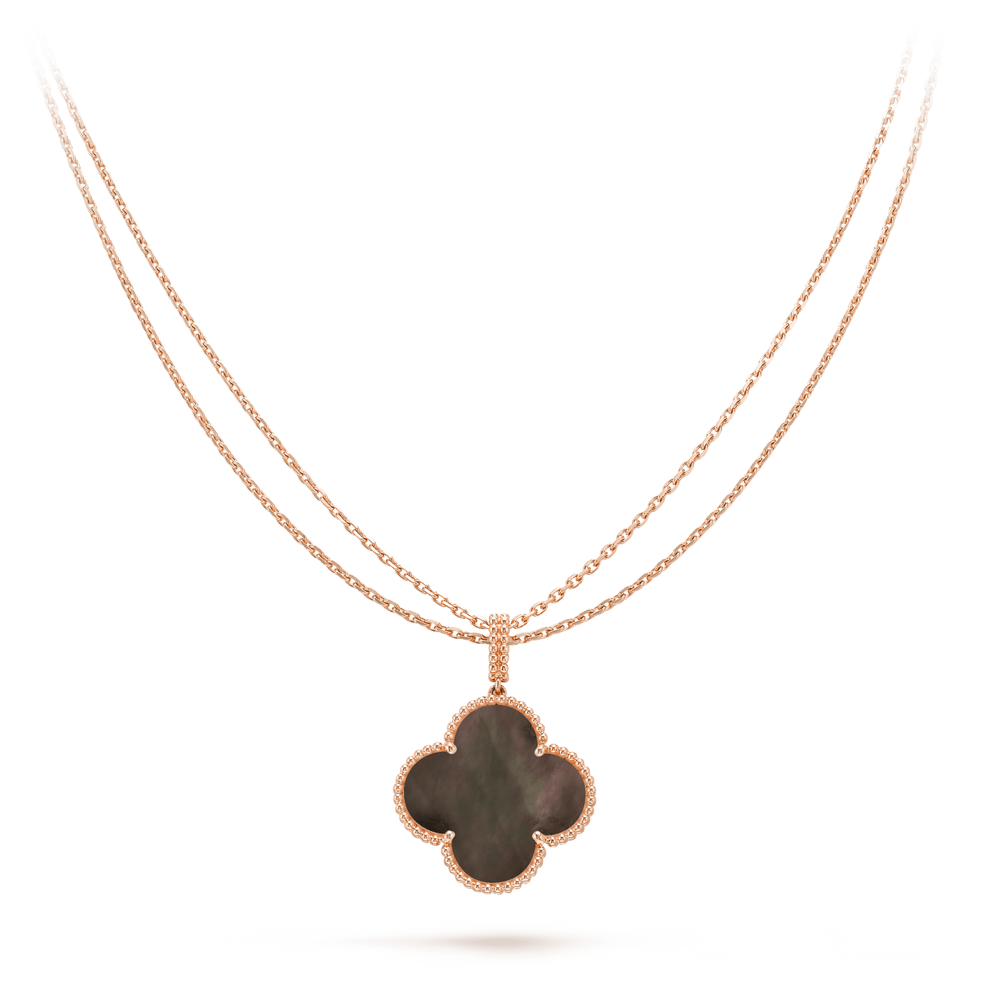 [CharmAmor]CLOVER 25MM GOLD DARK MOP BIG CLOVER NECKLACE