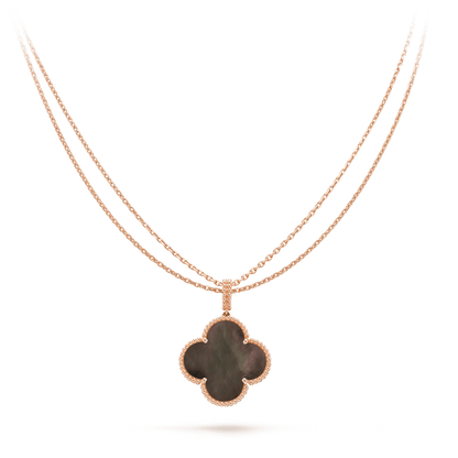 [CharmAmor]CLOVER 25MM GOLD DARK MOP BIG CLOVER NECKLACE