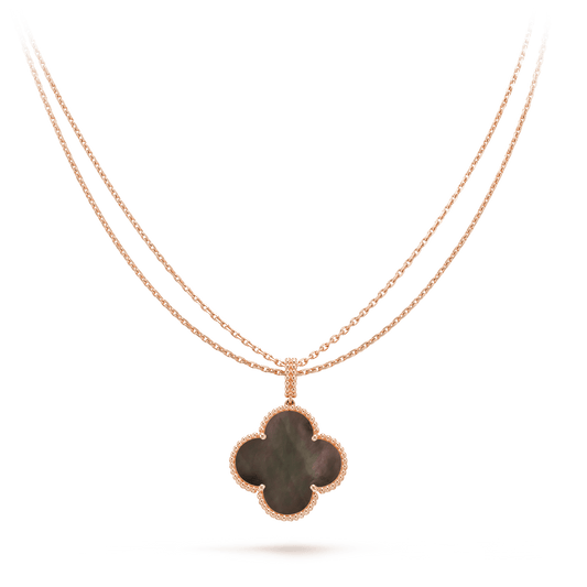 [CharmAmor]CLOVER 25MM GOLD DARK MOP BIG CLOVER NECKLACE
