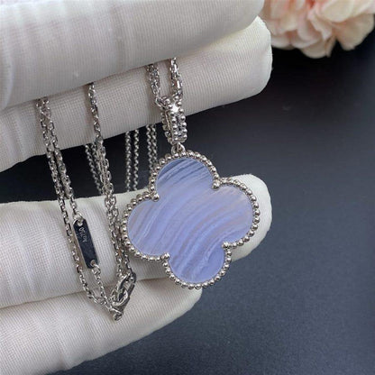 [CharmAmor]CLOVER SILVER CHALCEDONY BIG CLOVER NECKLACE