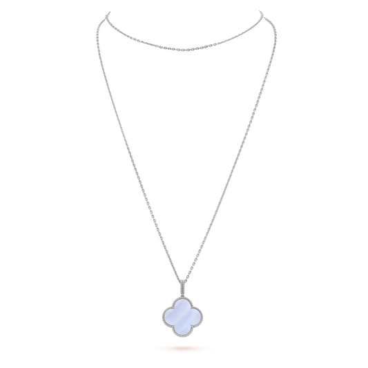 [CharmAmor]CLOVER SILVER CHALCEDONY BIG CLOVER NECKLACE