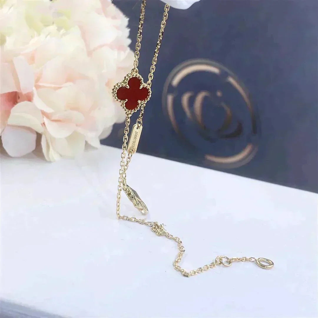 [CharmAmor]CLOVER  CARNELIAN SINGLE FLOWER BRACELET