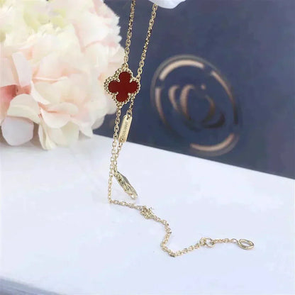 [CharmAmor]CLOVER  CARNELIAN SINGLE FLOWER BRACELET