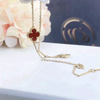 [CharmAmor]CLOVER  CARNELIAN SINGLE FLOWER BRACELET