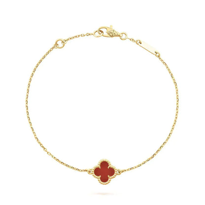 [CharmAmor]CLOVER  CARNELIAN SINGLE FLOWER BRACELET
