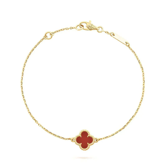 [CharmAmor]CLOVER  CARNELIAN SINGLE FLOWER BRACELET