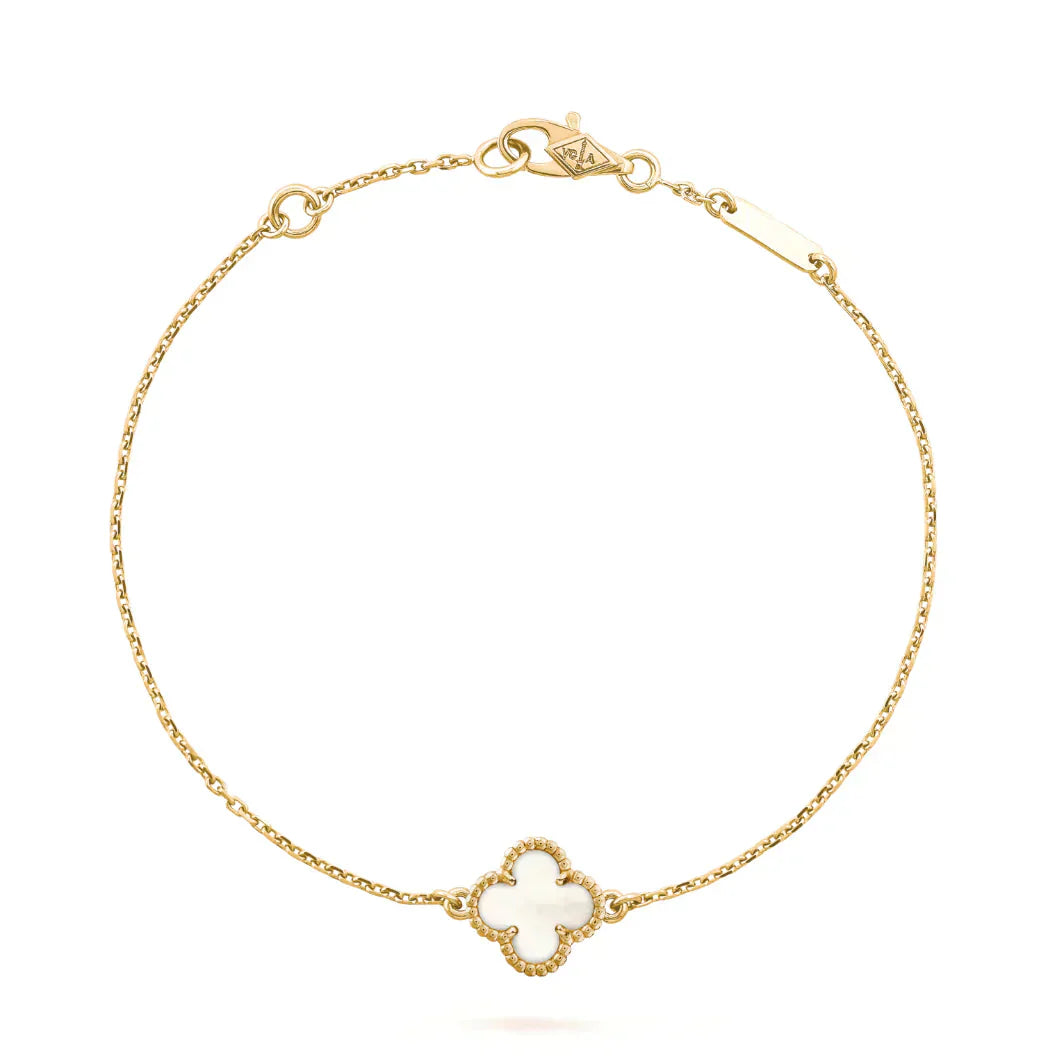 [CharmAmor]CLOVER WHITE MOP SINGLE FLOWER BRACELET