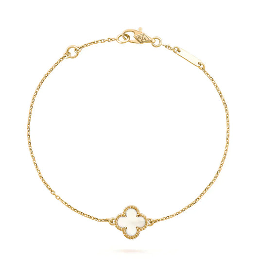 [CharmAmor]CLOVER WHITE MOP SINGLE FLOWER BRACELET