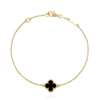 [CharmAmor]CLOVER ONYX SINGLE FLOWER BRACELET