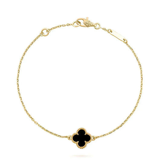 [CharmAmor]CLOVER ONYX SINGLE FLOWER BRACELET