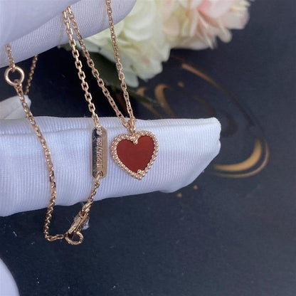 [CharmAmor]SWEET CLOVER CARNELIAN HEART NECKLACE