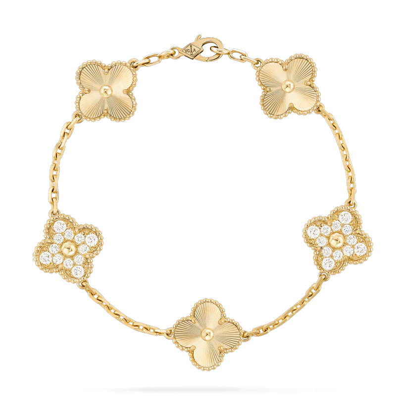 [CharmAmor]CLOVER BRACELET 5 MOTIFS GOLD DIAMOND