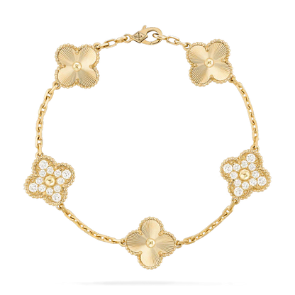 [CharmAmor]CLOVER BRACELET 5 MOTIFS GOLD DIAMOND